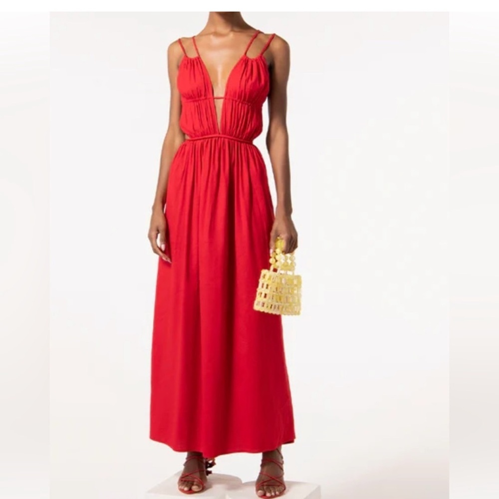 CULT GAIA Dua red linen maxi dress